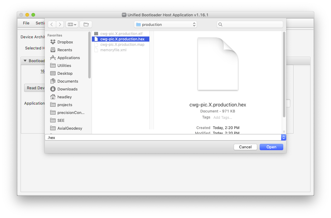 [select firmware hex image]