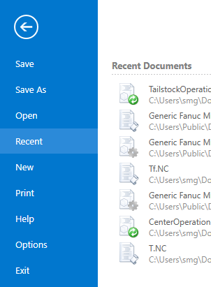 The "File" tab menu.