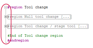 The vertical line that outlines the code block.