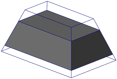 A trapedzoidal prism with the minimum and maximum Z heights extended.