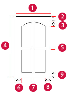 A door with the components numerically labeled.