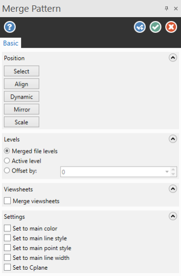 The Merge Pattern function panel. 