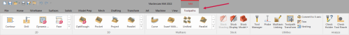 The "Mill Toolpaths" contextual tab. 