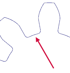 Arrow pointing to the roll diameter on a gear.