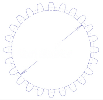 The gear's root diameter.