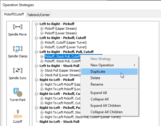 Right-click to duplicate a strategy.
