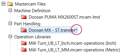 The ".transfer" file name with an asterik at the end.