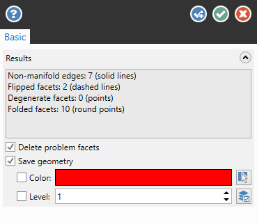 The "Check Mesh" function panel. 