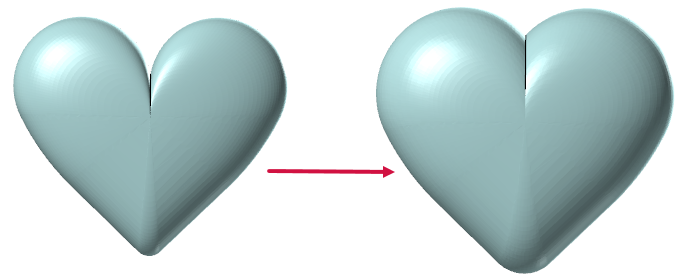 A before and after of a mesh exploded using Offset Mesh. 