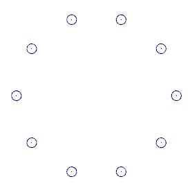 A bolt circle on a single plane.