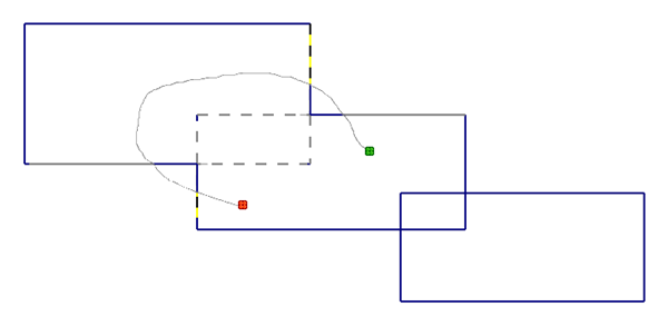 Trimming multiple entities with the mouse cursor. 