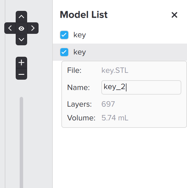 Edit model name in Model List in PreForm software.