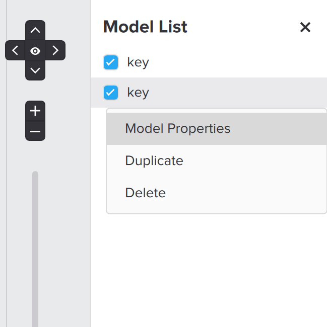 Model List feature and menu with Model Properities selected in PreForm software.
