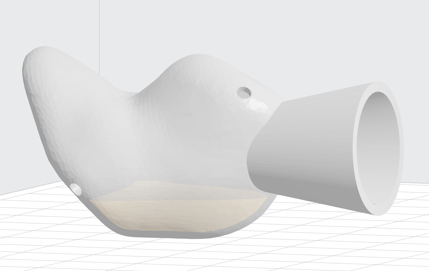PreForm highlighting suction cups in a model in yellow