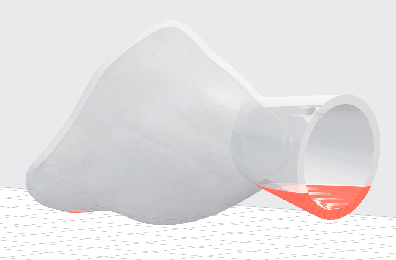 PreForm highlighting unsupported minima in red