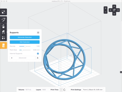 Animation of PreForm generating supports