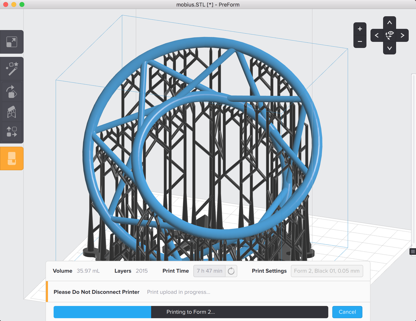 PreForm uploading a print
