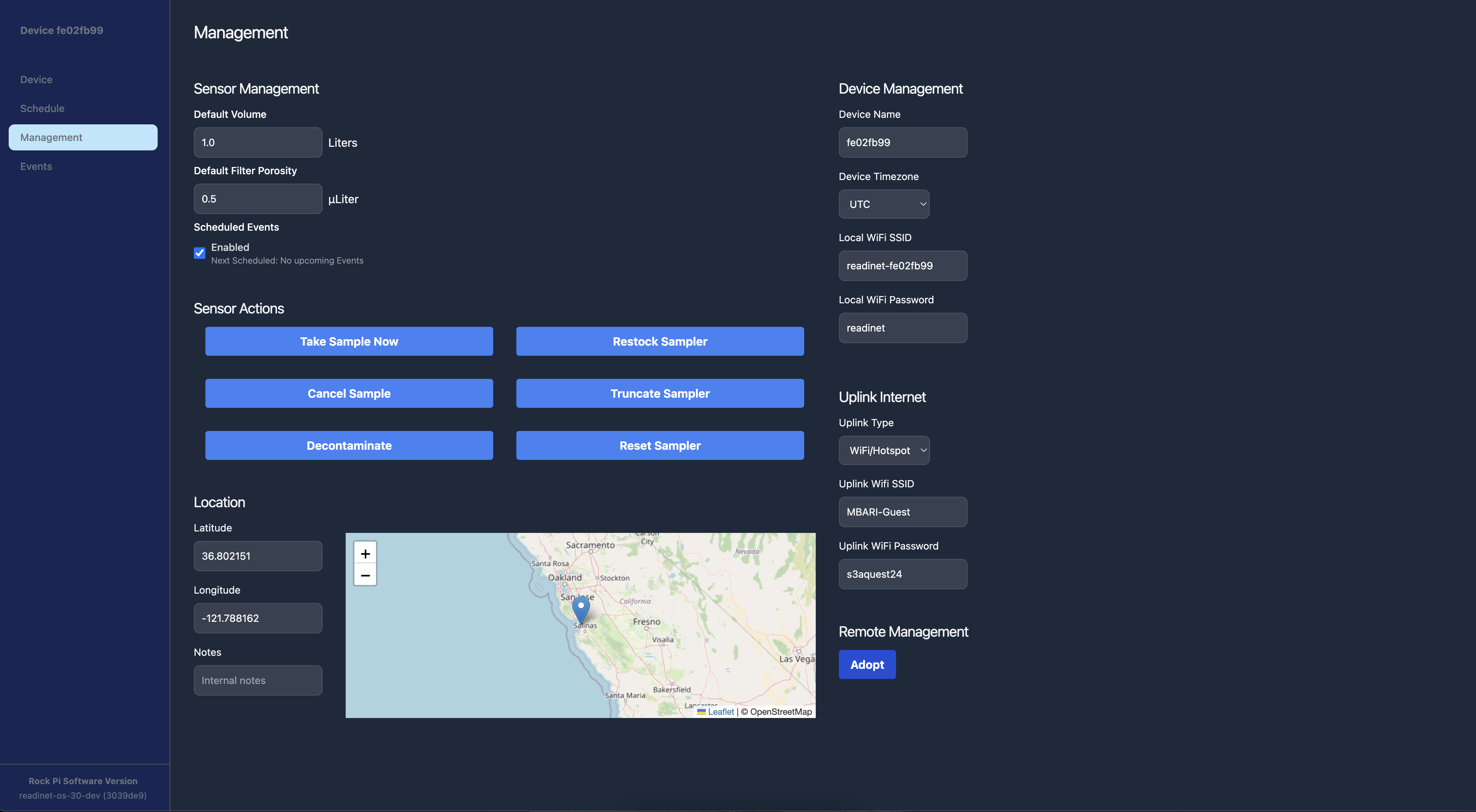 Device Management Page