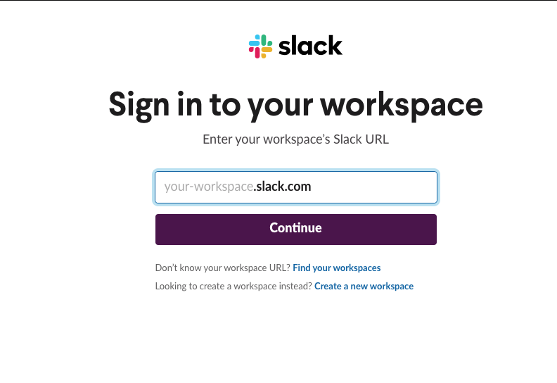 Not Logged Into Slack Prompt